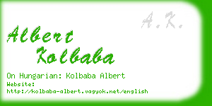 albert kolbaba business card